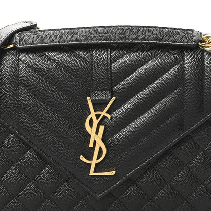 Saint Laurent Grain De Poudre Textured Mixed Matelasse Triquilt Medium Monogram Satchel Black 8 of 10