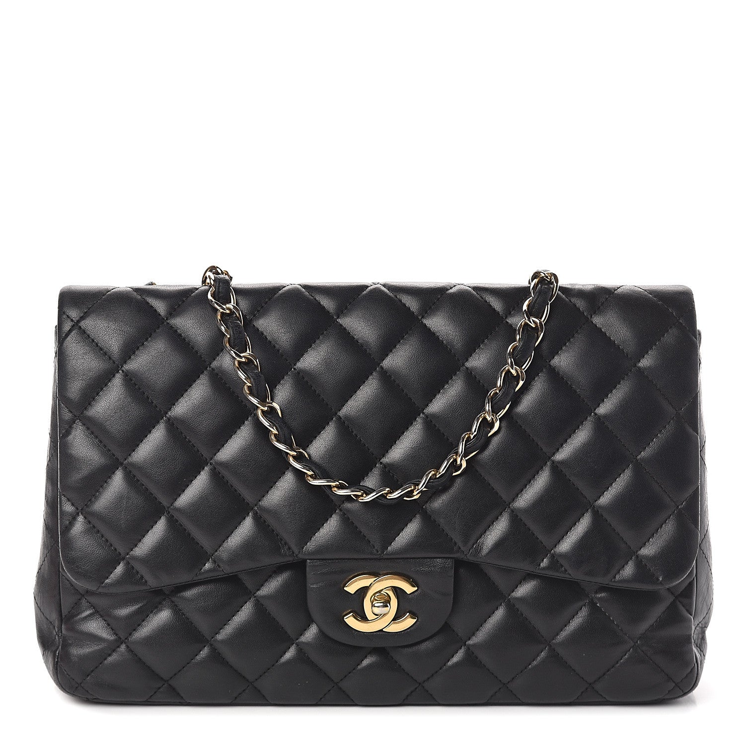 Chanel Lambskin Quilted Jumbo Single Flap Black 1 of 8