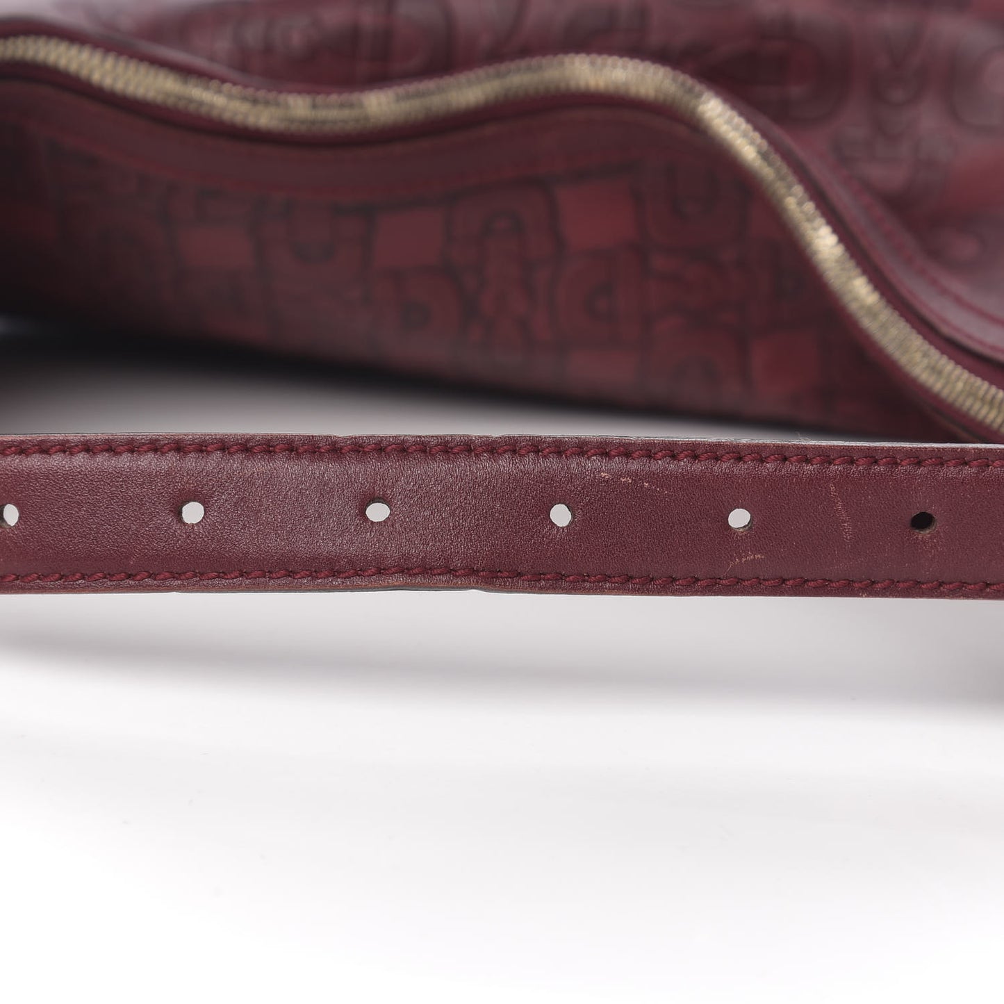 Calfskin Horsebit Embossed Glam Hobo Burgundy