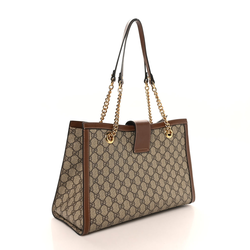 Gucci GG Supreme Monogram Medium Padlock Tote Beige Cuir 1880481 ...