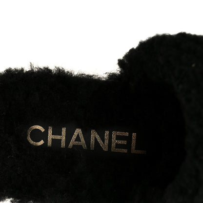 Chanel Suede Calfskin Shearling Turn Lock Clogs 38 Black 7 of 8