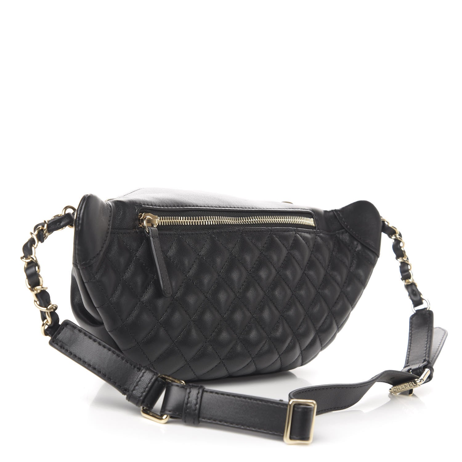 Chanel Lambskin Quilted Waist Bag Fanny Pack Black 3 of 11