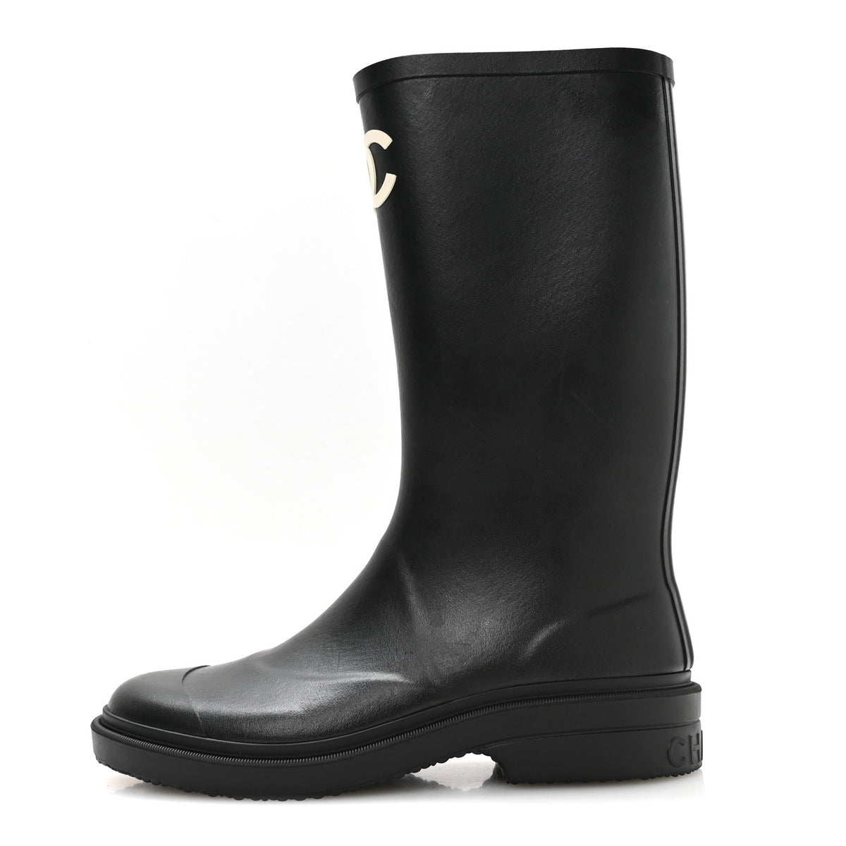 Chanel Caoutchouk CC High Boots 40 Black 1 of 9