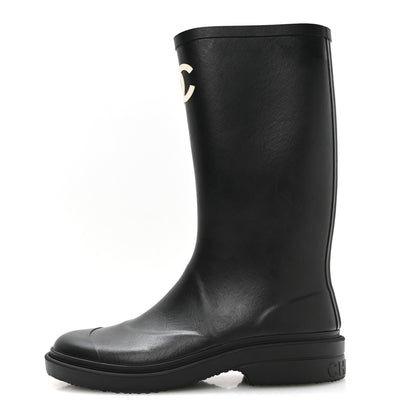 Chanel Caoutchouk CC High Boots 40 Black 1 of 9