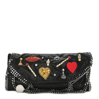 Stella McCartney Embellished Shaggy Deer Small Falabella Fold Over Tote Black 1 of 10