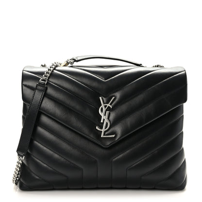 Saint Laurent Calfskin Y Quilted Monogram Medium Loulou Chain Satchel Black 1 of 9