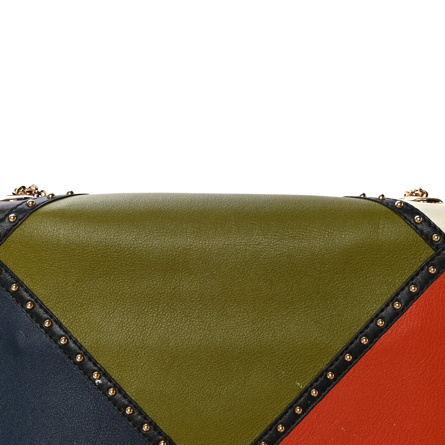 Valentino Garavani Calfskin Studded Colorblock Patchwork Shoulder Bag Multicolor 13 of 16