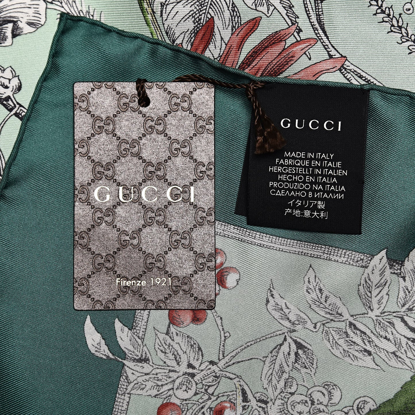 Silk Twill Wondergardenia Square Scarf Emerald