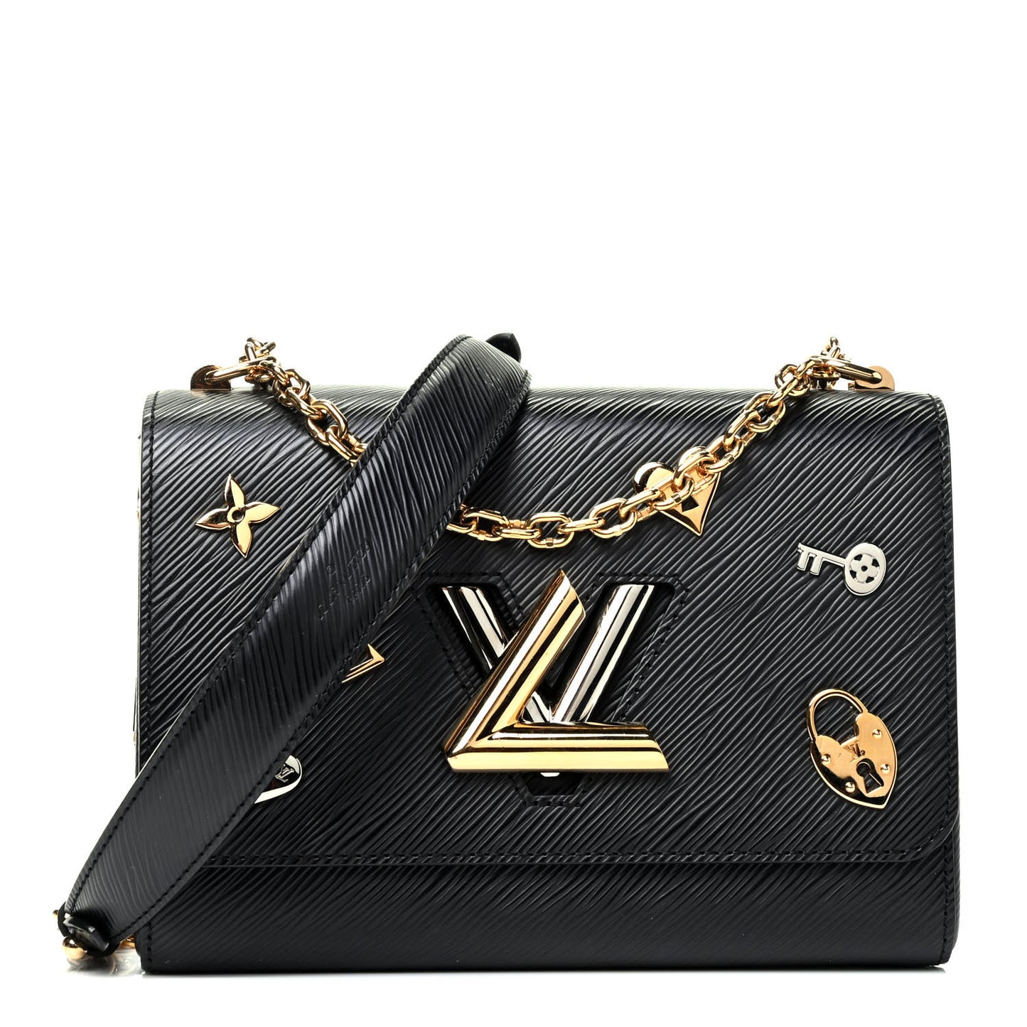 Epi Love Lock Twist Shoulder Bag MM Black