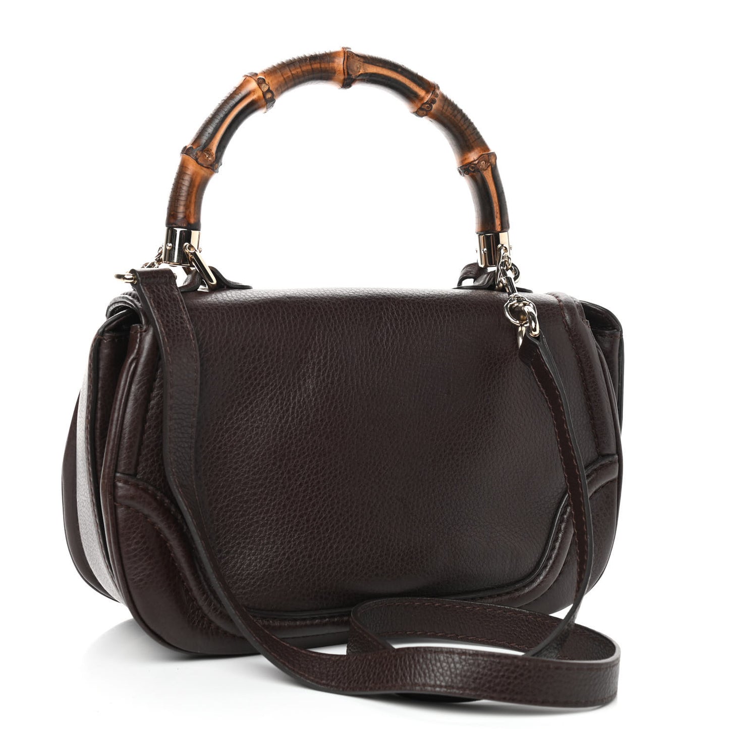 Calfskin Medium New Bamboo Top Handle Bag Brown