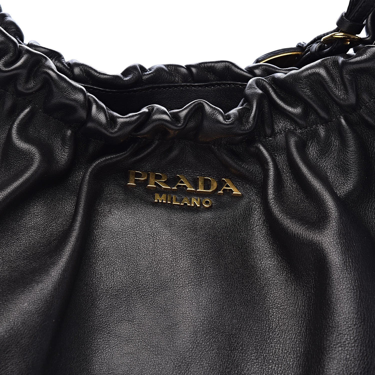 Prada Soft Calfskin Pleated Hobo Black 11 of 11