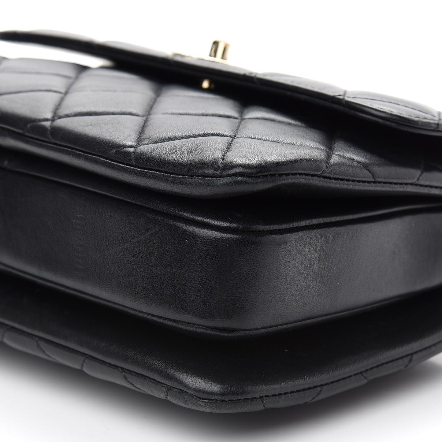 Lambskin Quilted Small Trendy CC Dual Handle Flap Bag Black