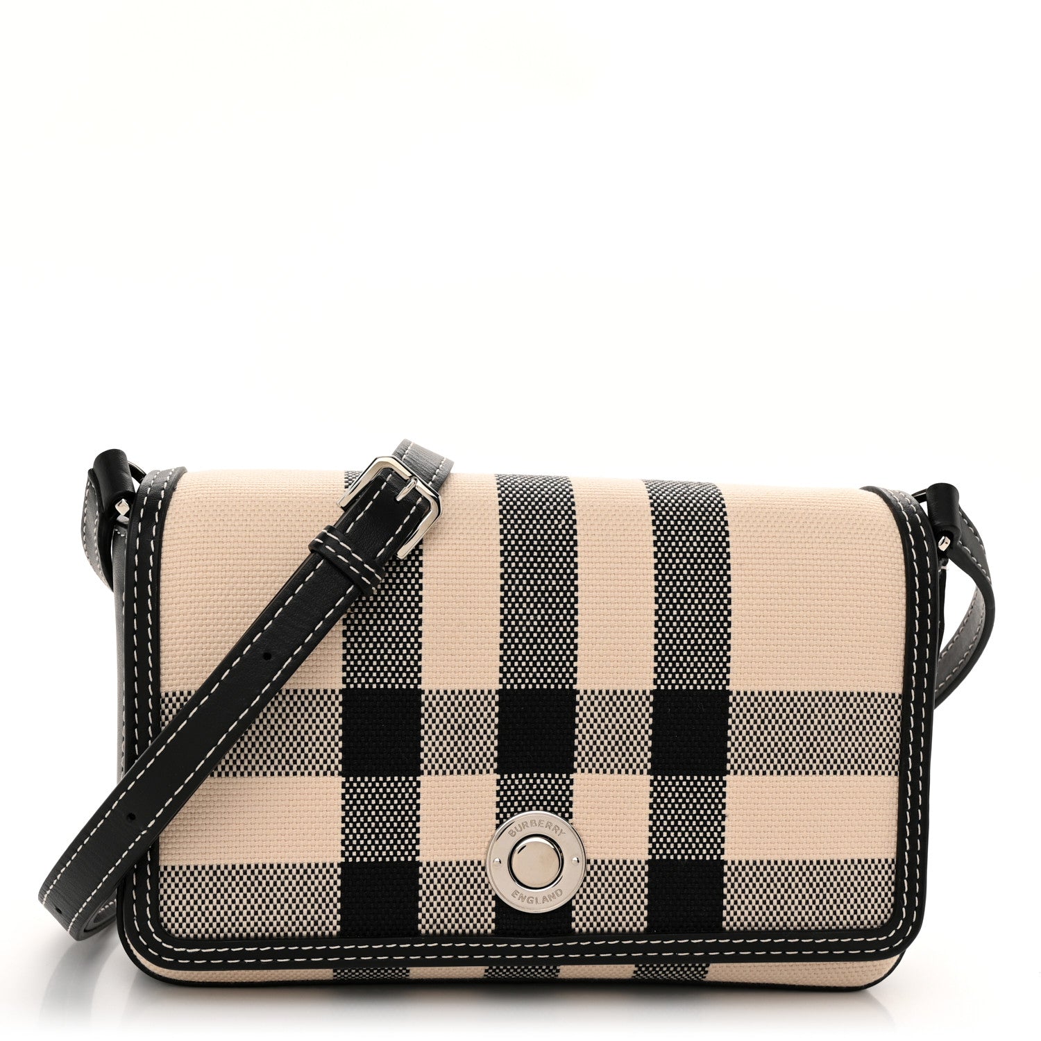 Burberry E-Canvas Vintage Check Hampshire Crossbody Black 1 of 10