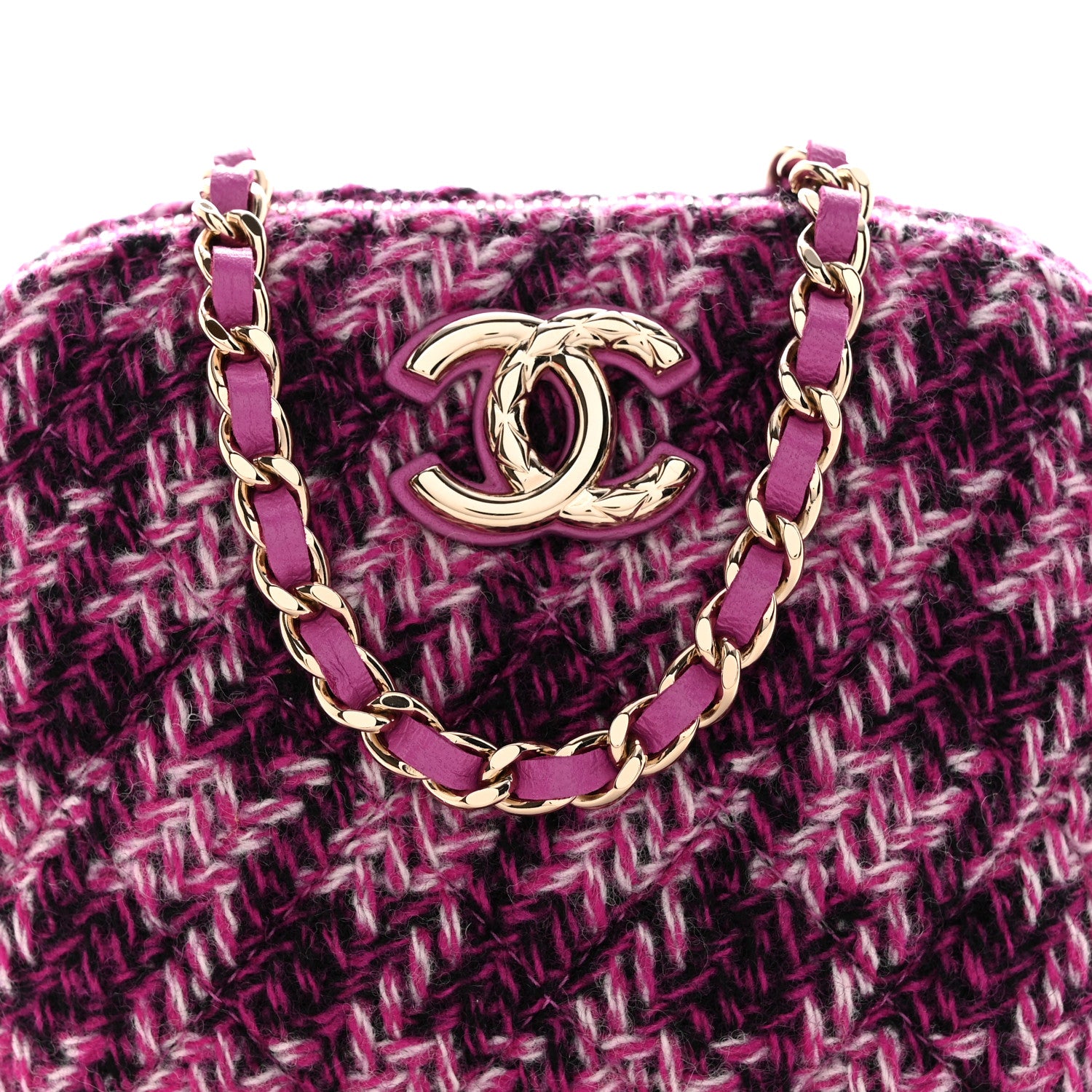 Chanel Tweed Quilted Mini Clutch With Chain Purple 9 of 11
