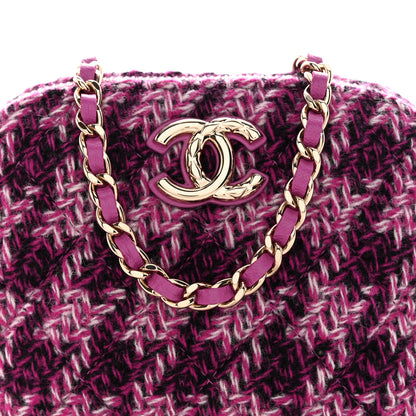 Chanel Tweed Quilted Mini Clutch With Chain Purple 9 of 11