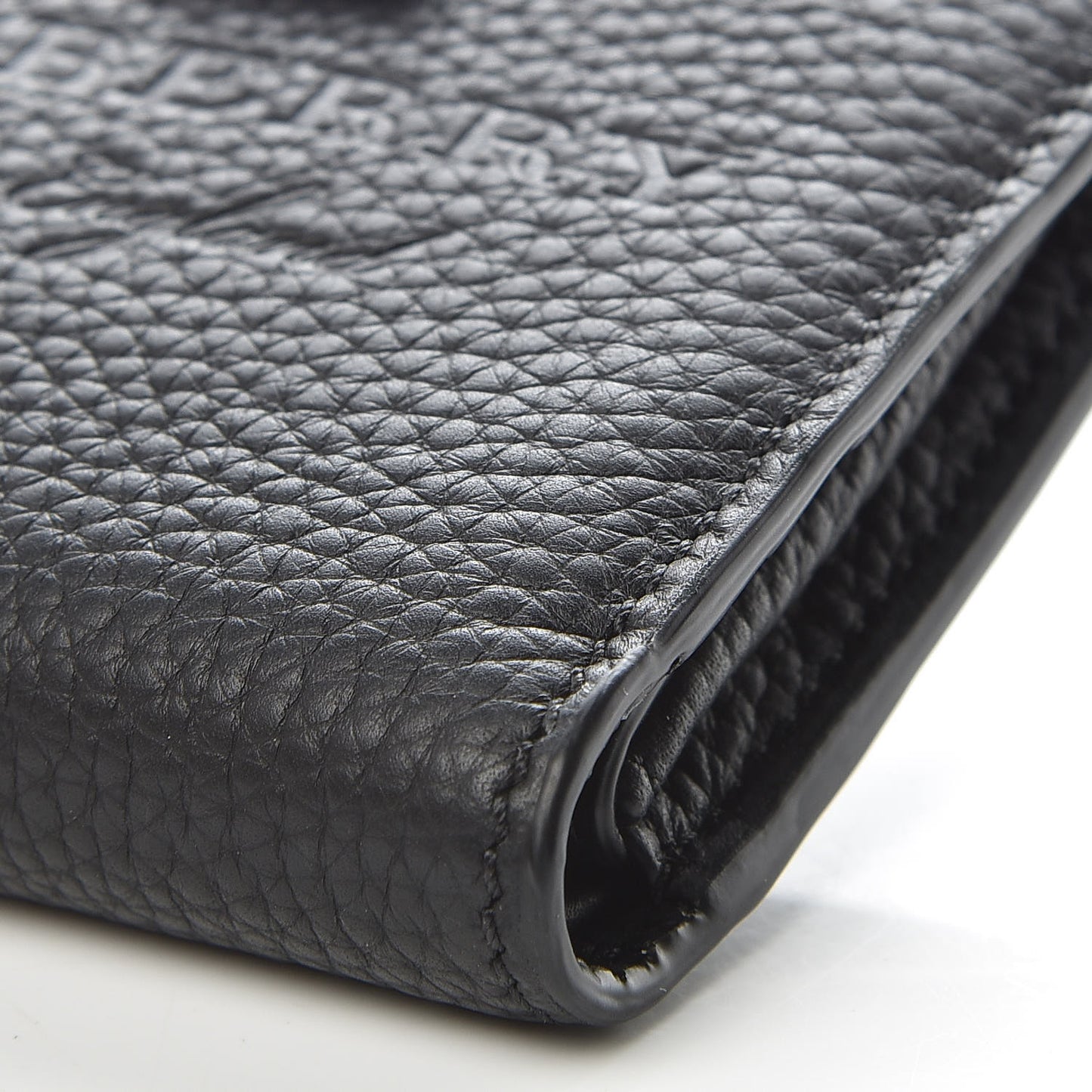 Soft Grained Calfskin Logo Embossed Lakeside Wallet Black
