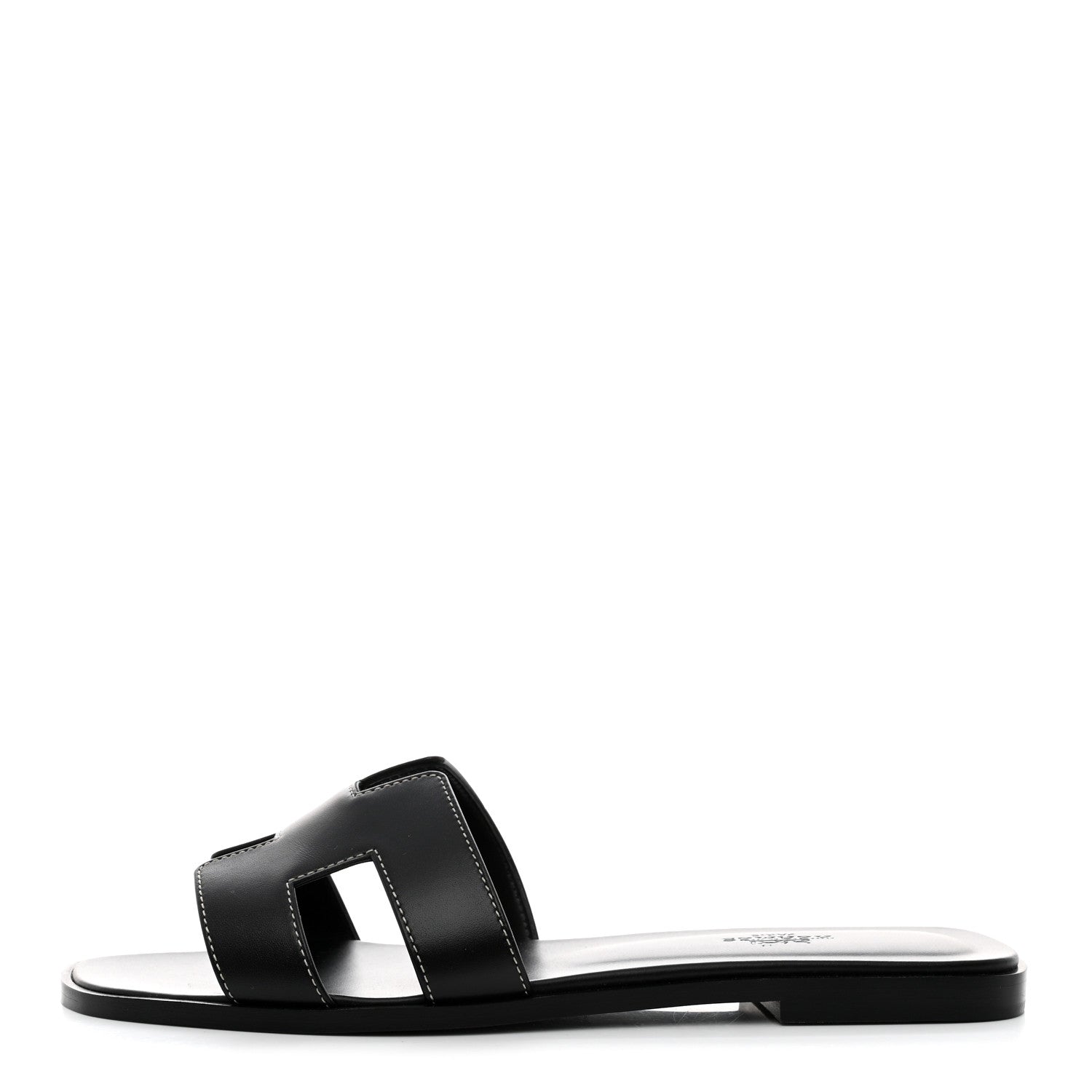 Hermes Box Calfskin Oran Sandals 39 Black 1 of 8