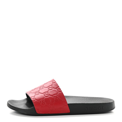 Gucci Guccissima Signature Womens Slide Sandals 36 Hibiscus Red 1 of 7