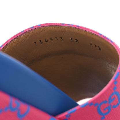 Gucci GG Supreme Joy Monogram Angelina Platform Slide Sandals 38 Fuxia Blue 8 of 9