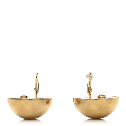 Saint Laurent Brass Double Half Ball Clip On Earrings Gold 3 of 4
