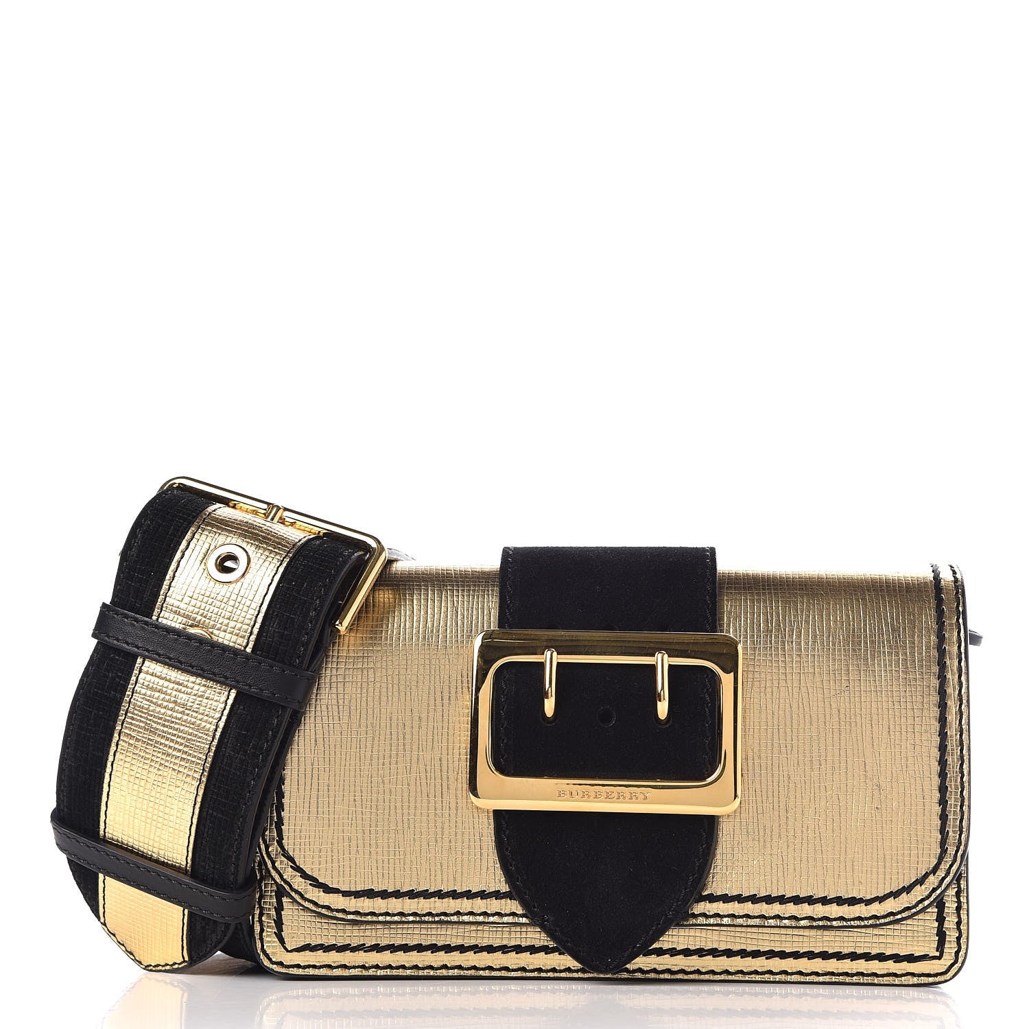 Burberry Metallic Calfskin Small Madison Buckle Bag Gold 4 of 12