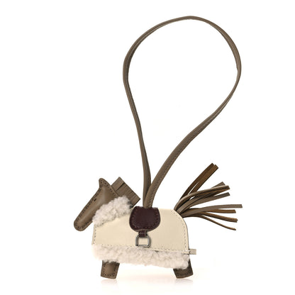 Hermes Milo Lambskin Merinos Wool Grigri Rodeo Robeo Plush Bag Charm PM Beige Marfa Terre Craie Ecru 1 of 5