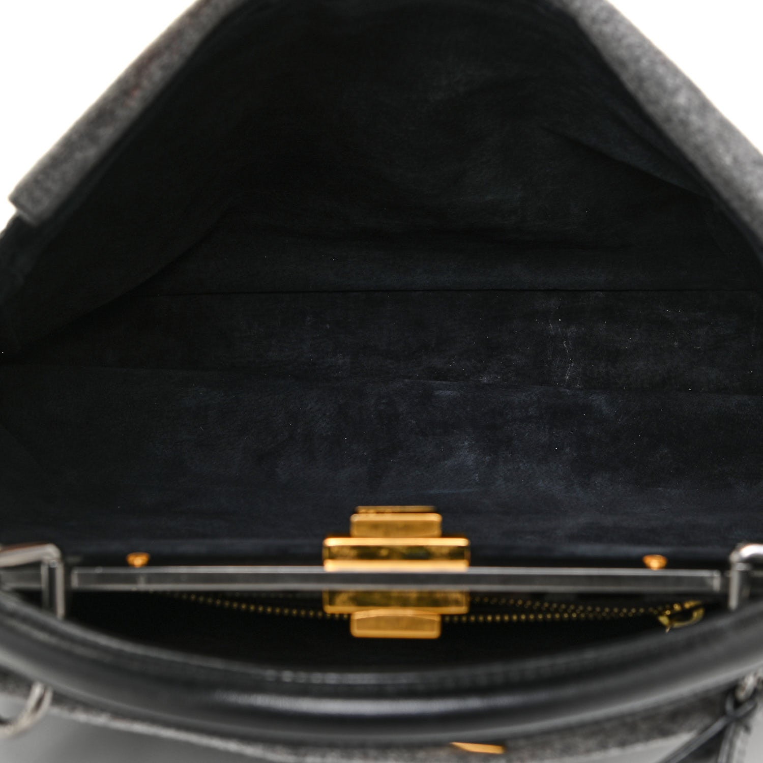 Fendi Flannel Large Peekaboo Iconic Satchel Grey 4 of 13