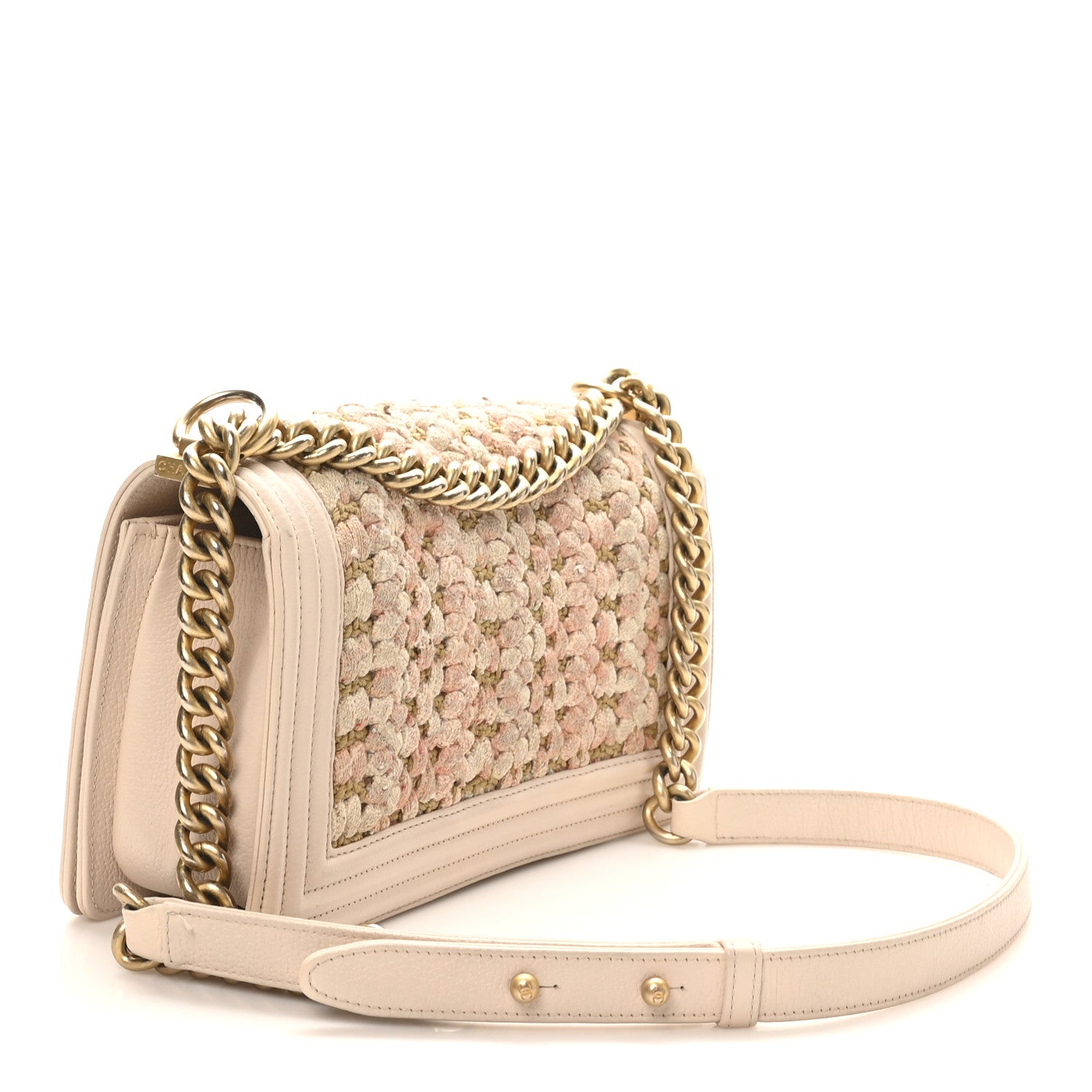 Chanel Braided Tweed Lambskin Medium Boy Flap Pink 3 of 10