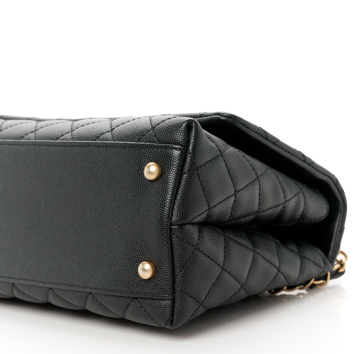 Caviar Lizard Embossed Quilted Small Coco Handle Flap Black