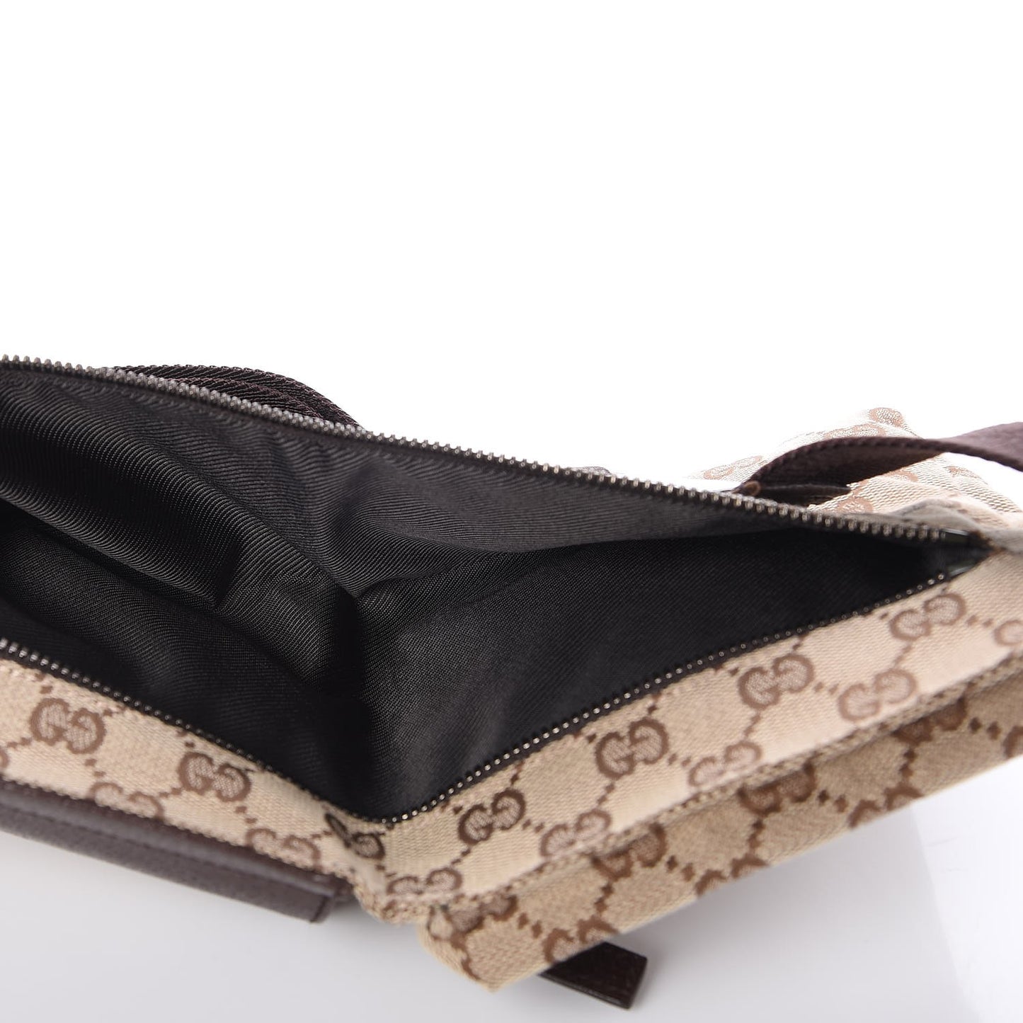 GG Monogram Double Pocket Belt Bag Dark Brown