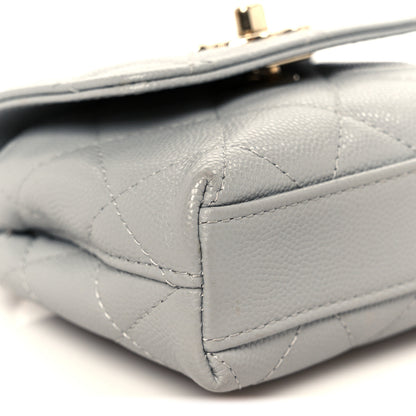 Chanel Caviar Quilted Nano Coco Handle Clutch With Chain Grey 10 of 11