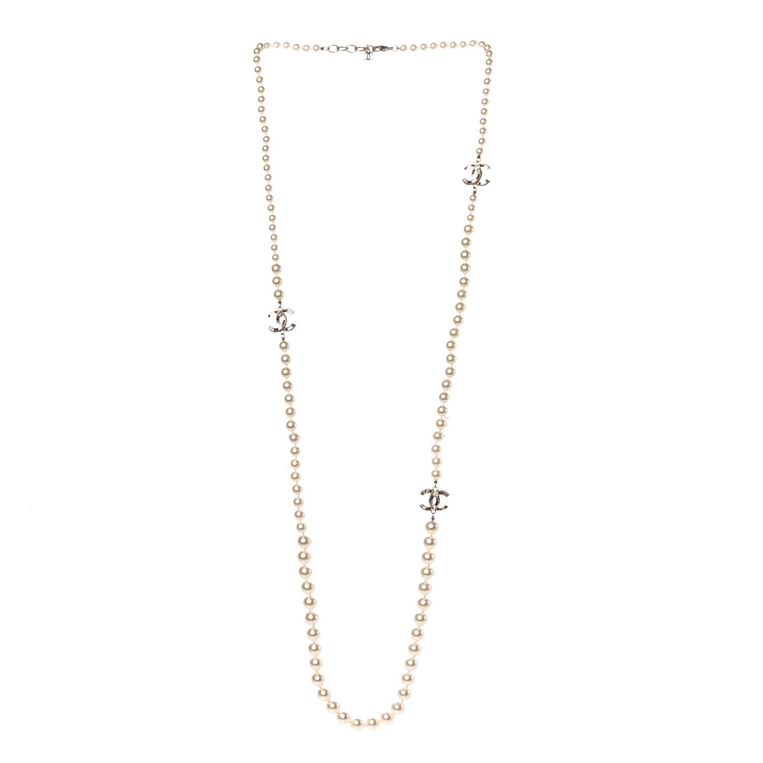 Chanel Graduated Pearl CC Long Necklace Gold 3 of 6