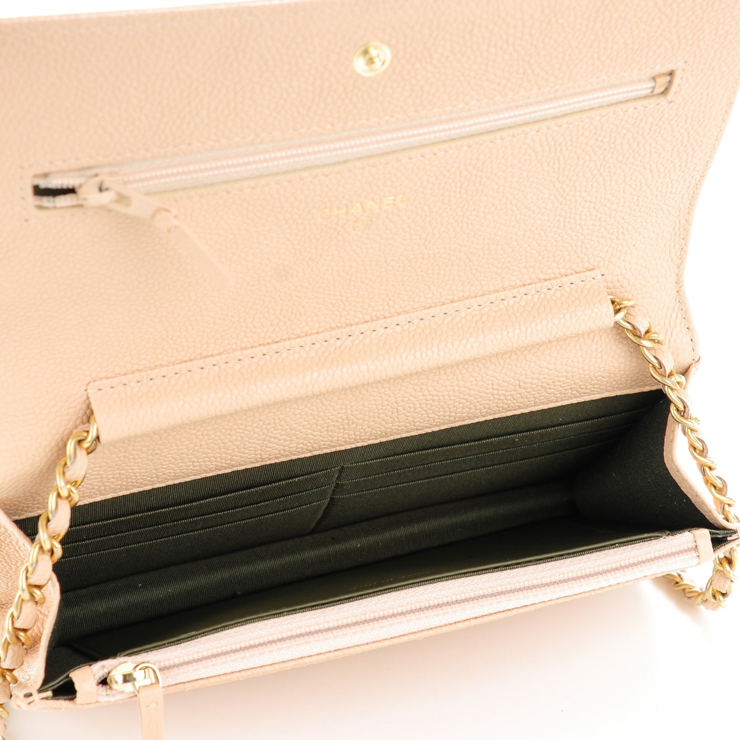 Caviar Quilted Boy Wallet On Chain WOC Beige Clair