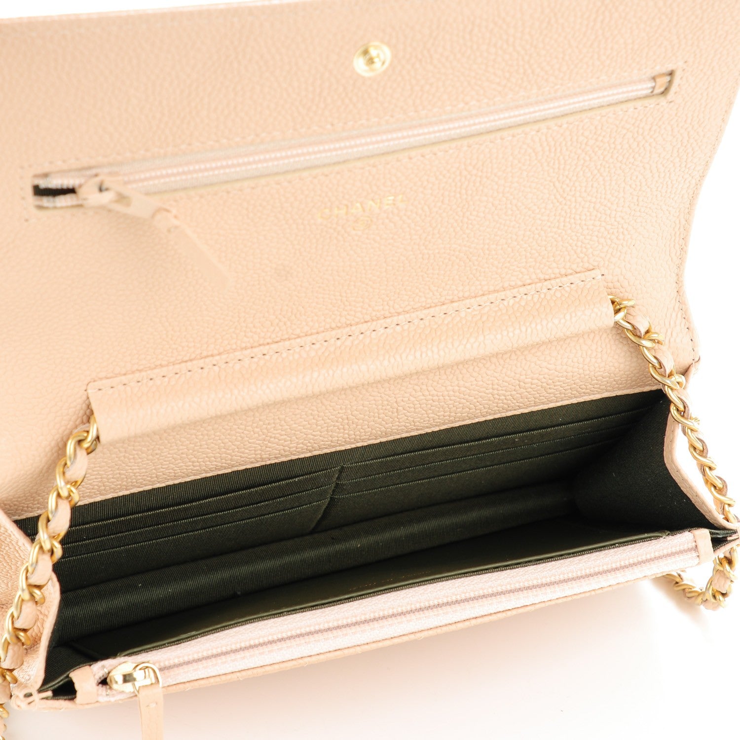 Chanel Caviar Quilted Boy Wallet On Chain WOC Beige Clair 5 of 8