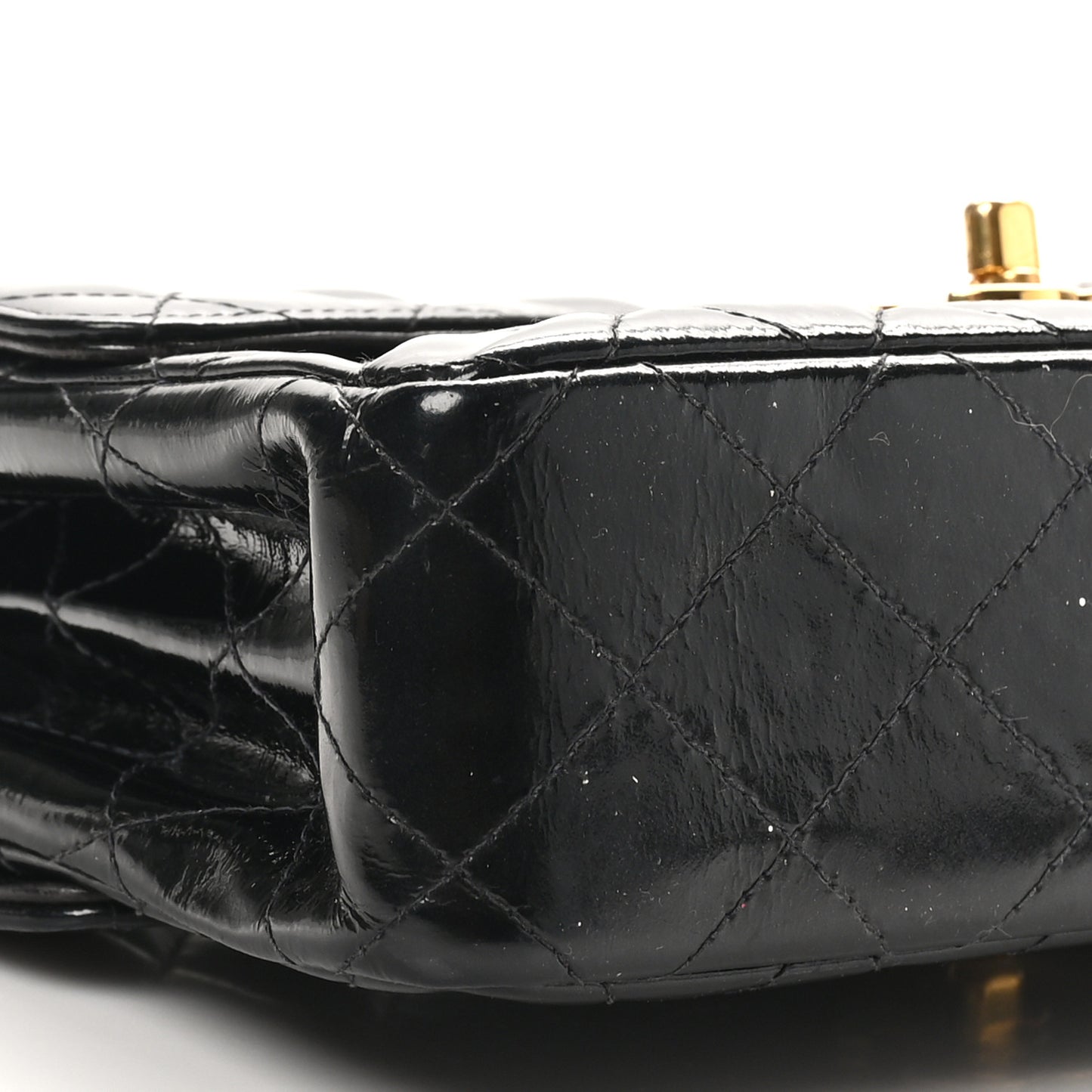 Patent Quilted Small Double Sided Flap Black