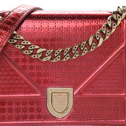Christian Dior Metallic Patent Micro-Cannage Small Diorama Flap Bag Red 13 of 13