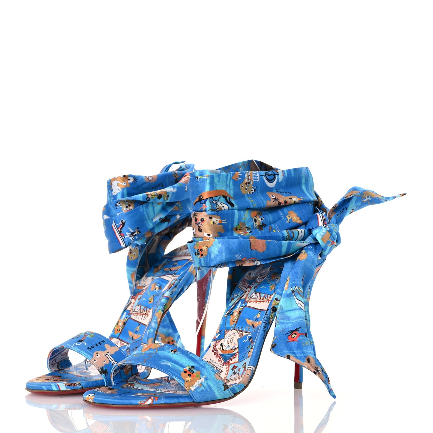 Crepe Satin Greekaba Du Desert 100 Sandal 40 Blue Multicolor