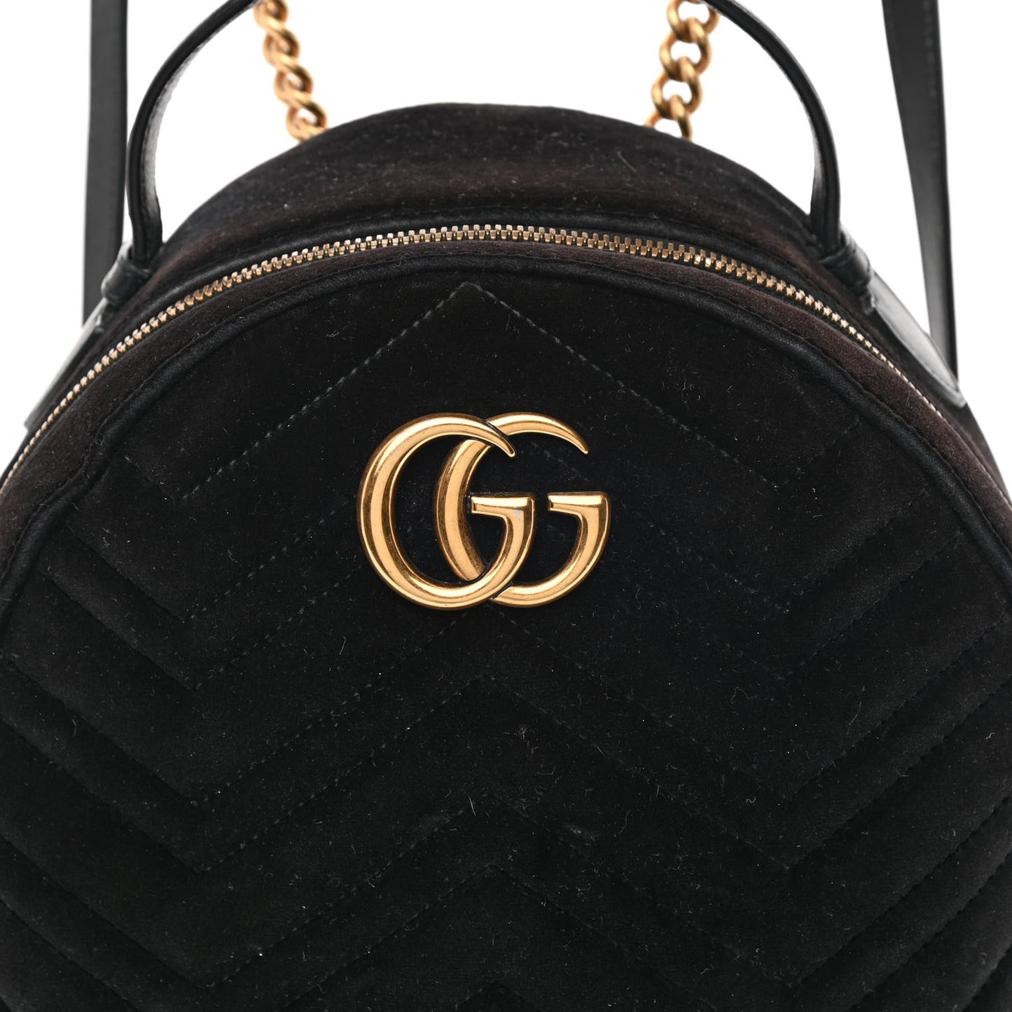 Velvet Matelasse GG Marmont Dome Backpack Black