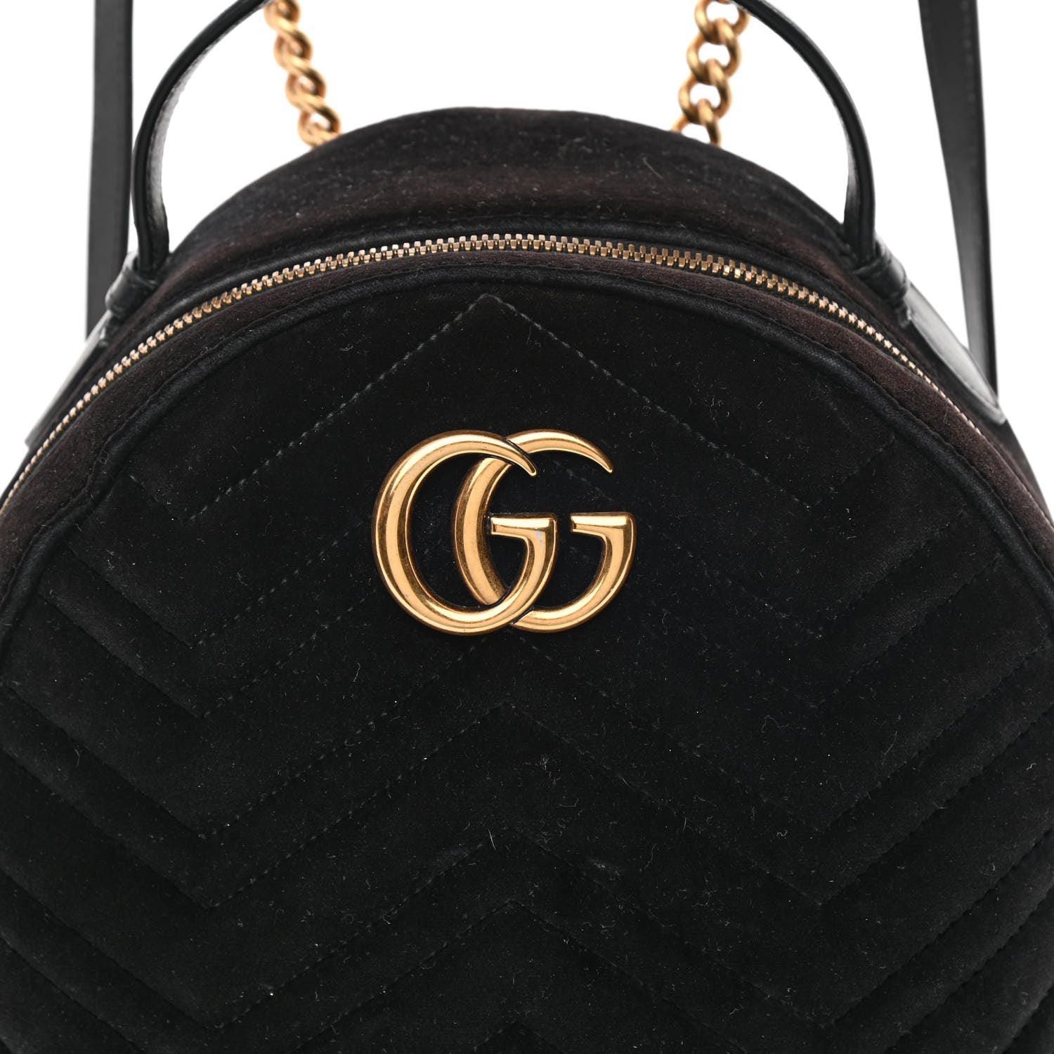 Gucci Velvet Matelasse GG Marmont Dome Backpack Black 11 of 20