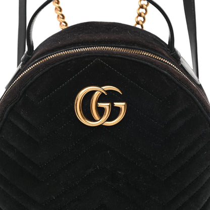 Gucci Velvet Matelasse GG Marmont Dome Backpack Black 11 of 20