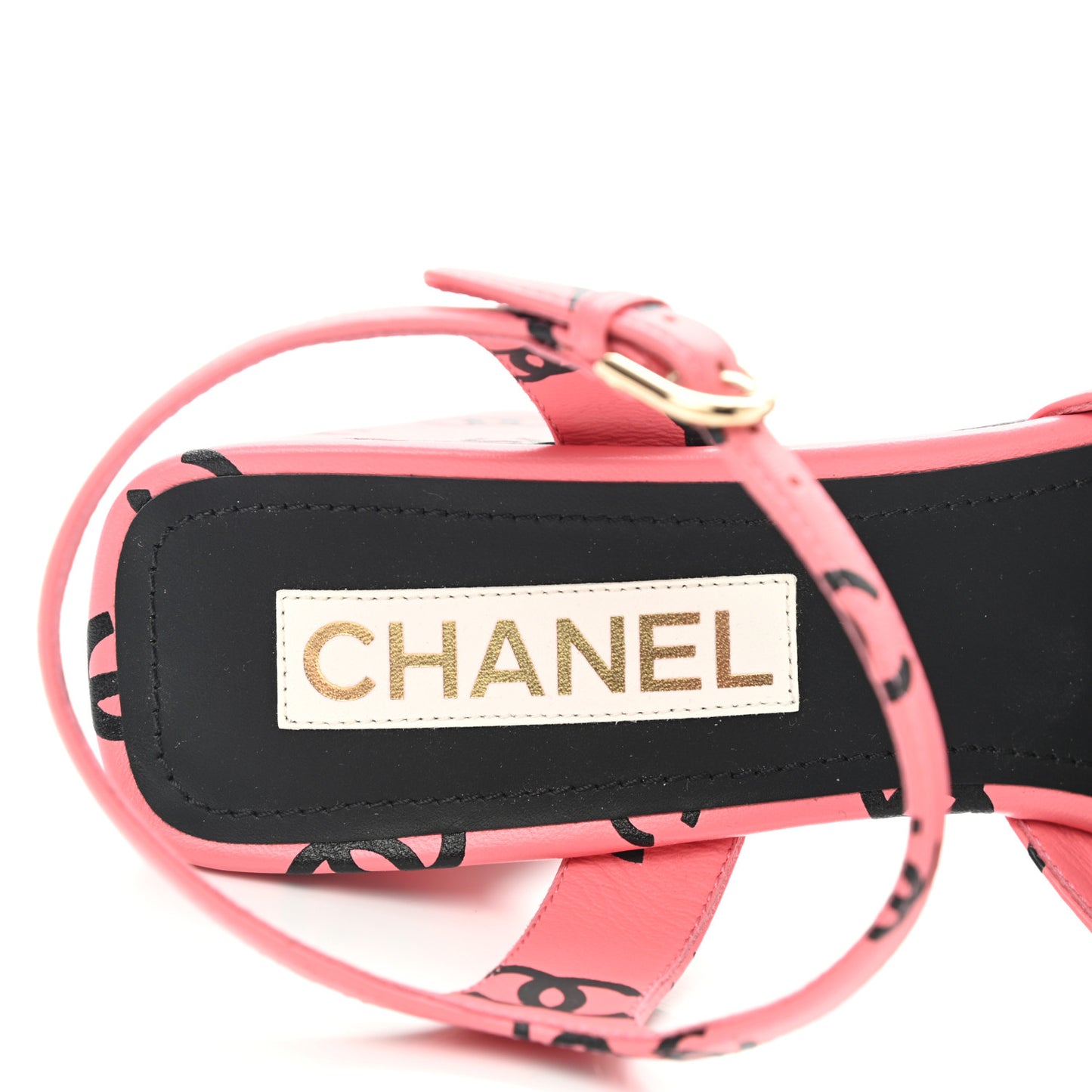 Printed Lambskin CC Sandals 41 Pink Black