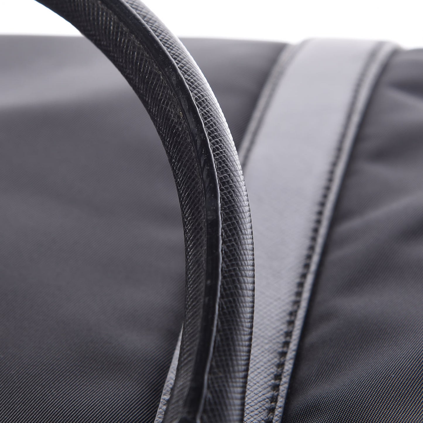 Tessuto Nylon Saffiano Metal Triangle Logo Work Bag Black