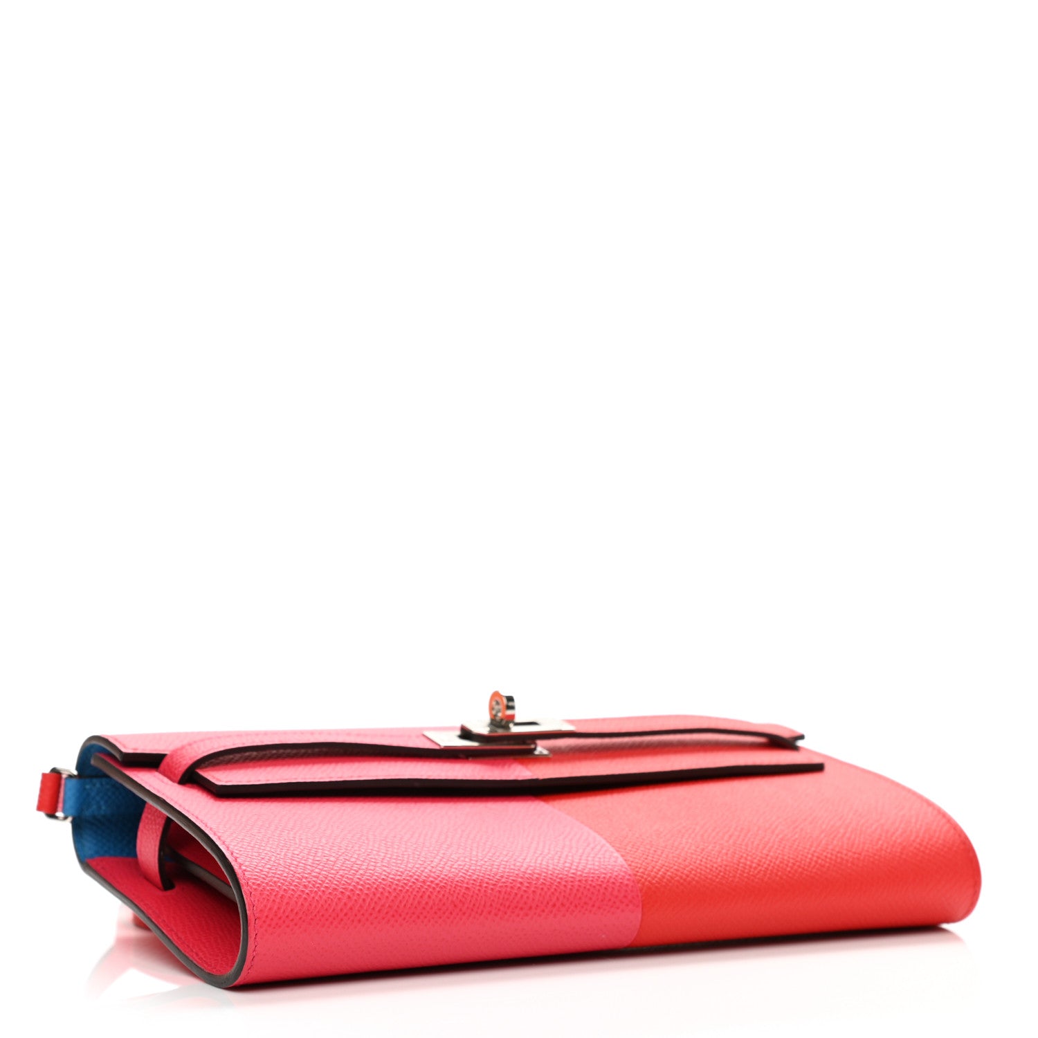 Hermes Epsom Tri-Color Kelly Wallet To Go Rouge De Coeur Rose Extreme Bleu Zanzibar 4 of 10