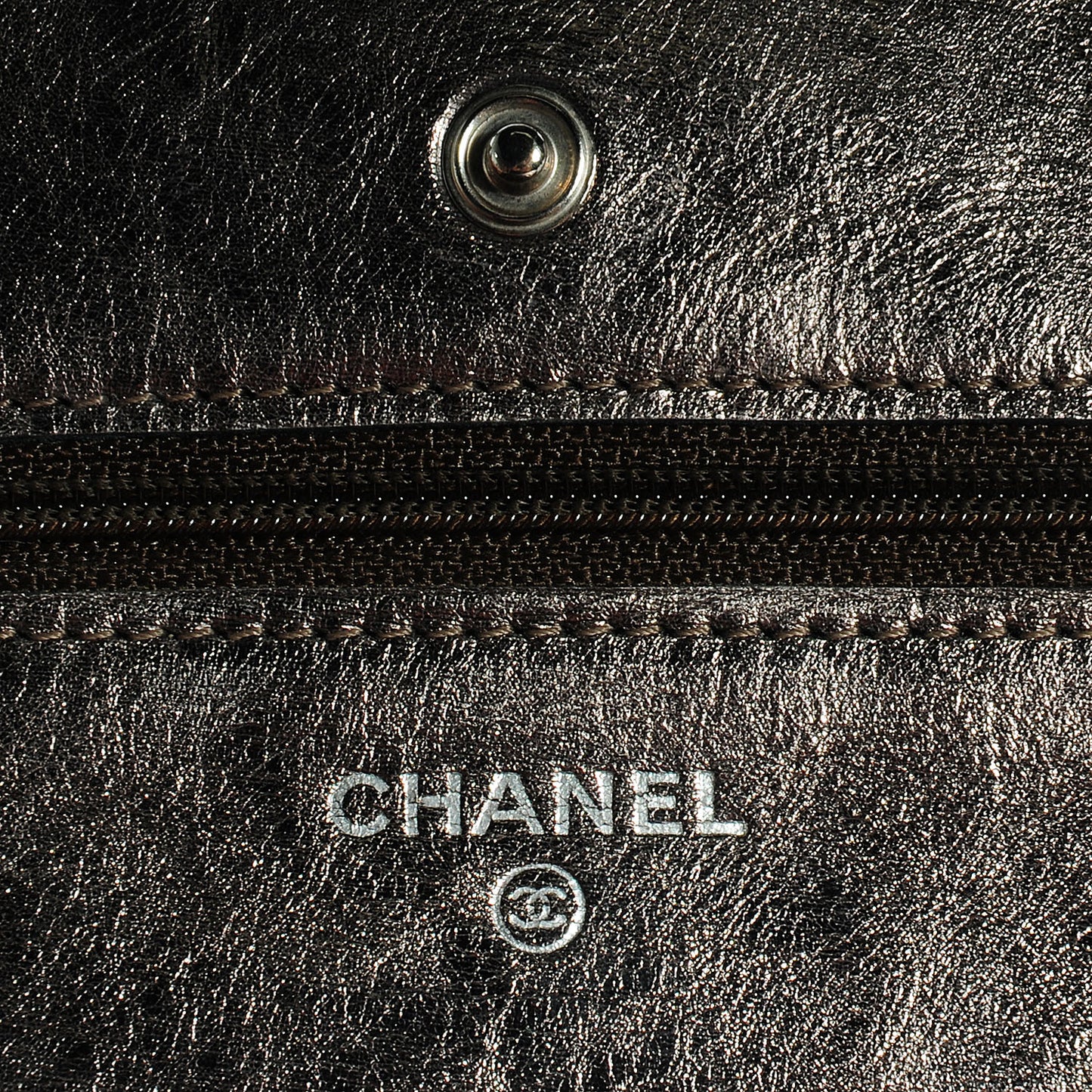 Aged Calfskin Quilted Reissue Wallet On Chain WOC Dark Silver