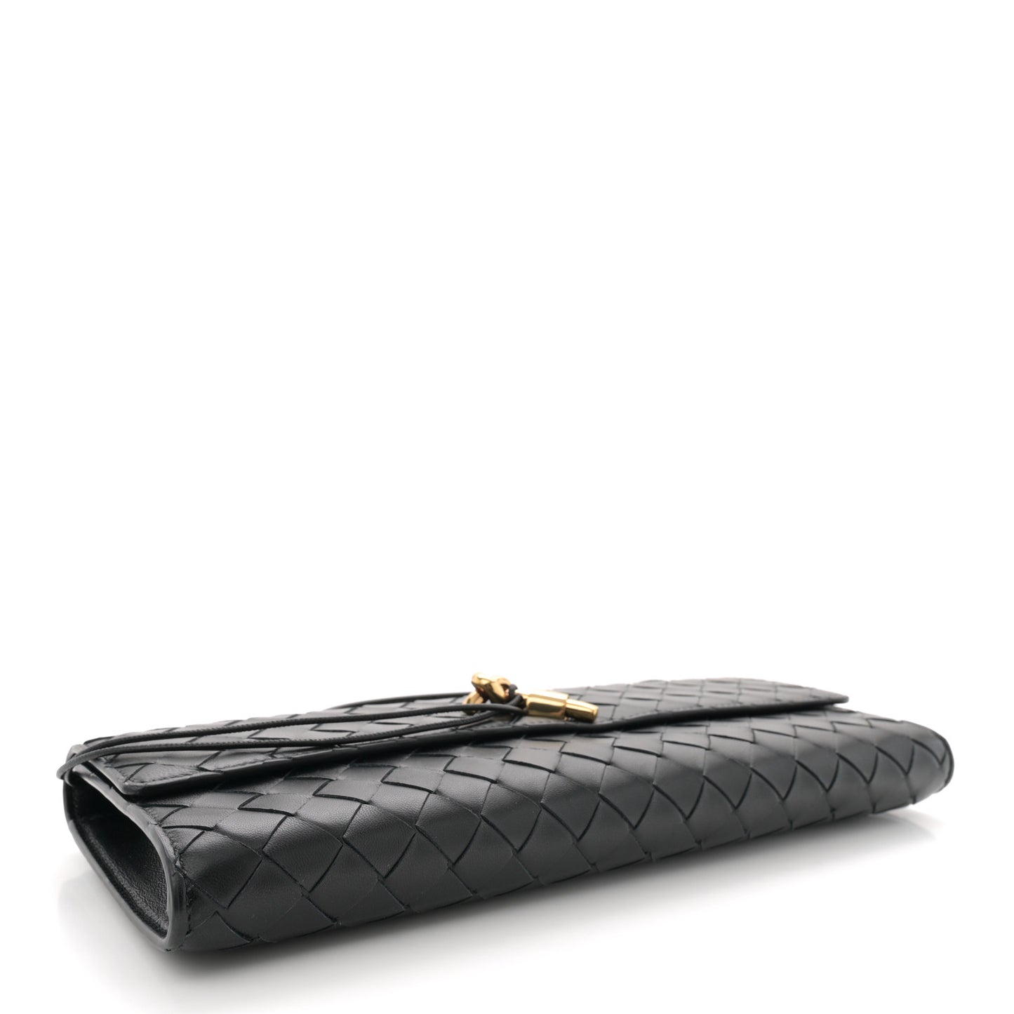 Nappa Intrecciato Long Andiamo Top Handle Clutch Black