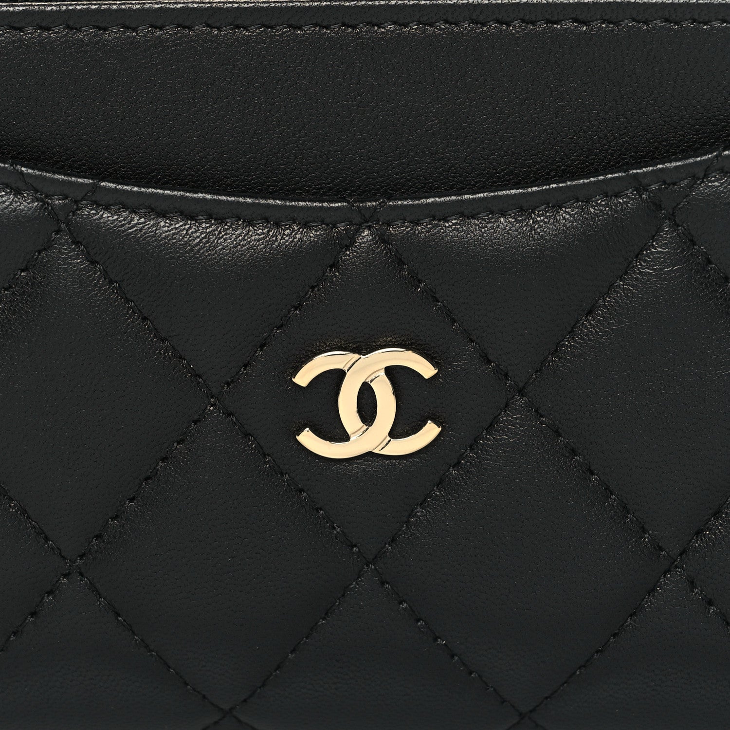 Chanel Lambskin Quilted Zip Card Holder Black 8 of 9