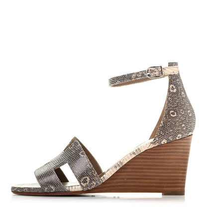 Hermes Lizard Legend Wedge Sandals 36 Ombre 1 of 5