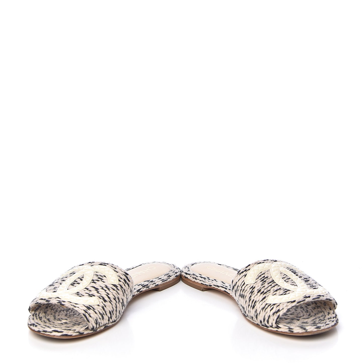 Cord CC Slip On Sandals 37 Beige Black