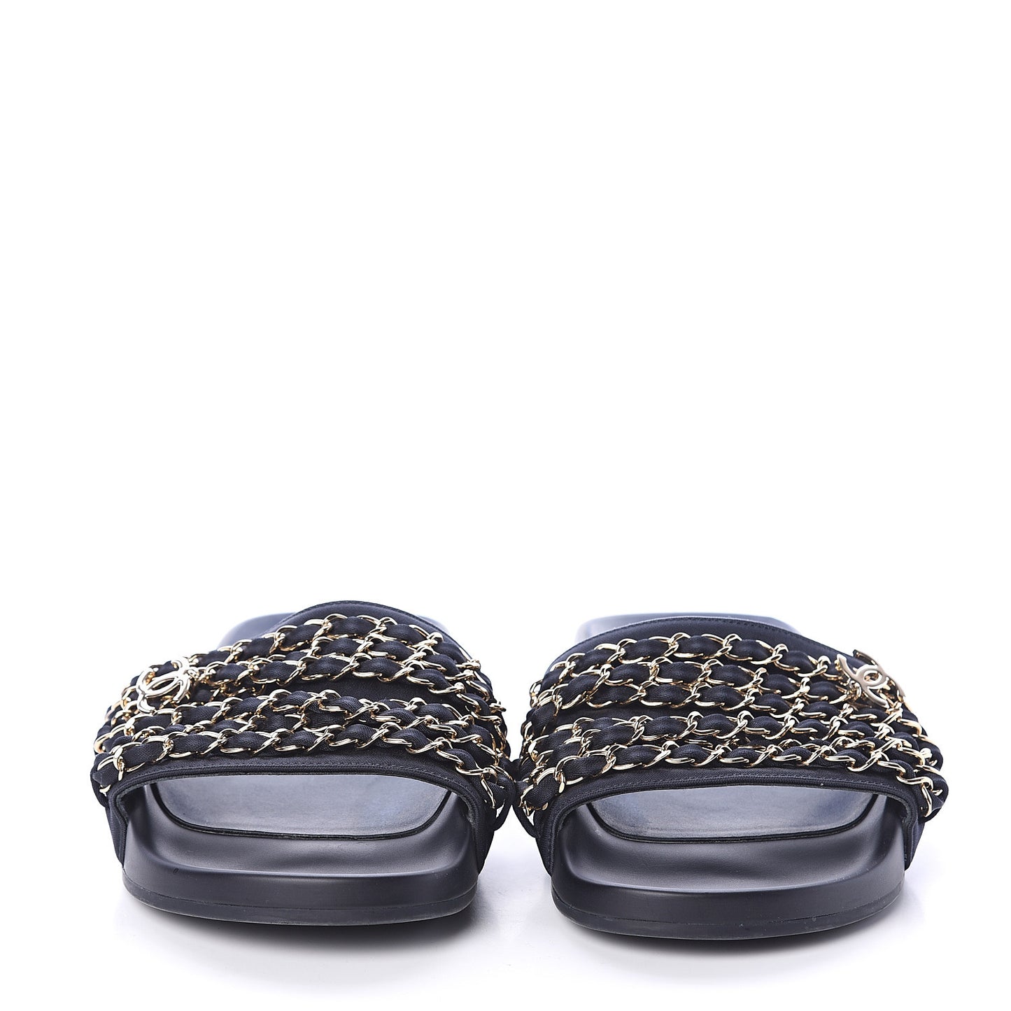 Canvas Chain Flat Sandals 36 Marine