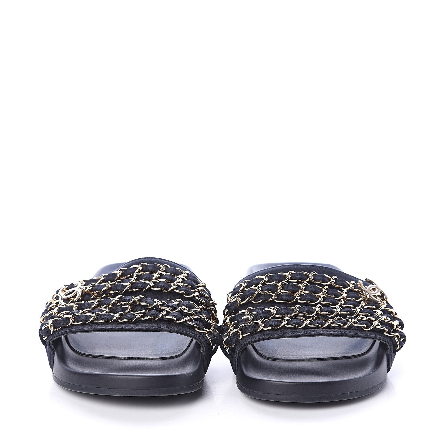 Chanel Canvas Chain Flat Sandals 36 Marine 2 of 7